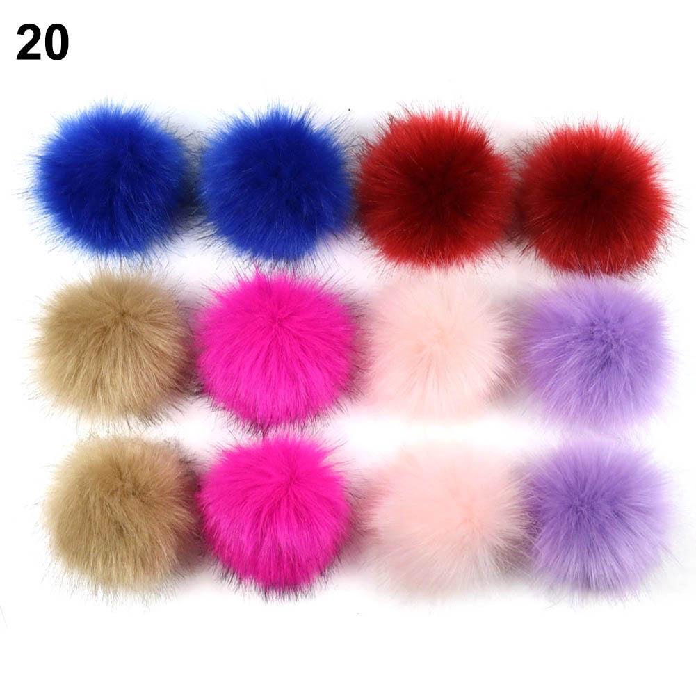 12Pcs Natural Faux Fur Fluffy Balls DIY Hats Shoes Scarves Pompon Decoration