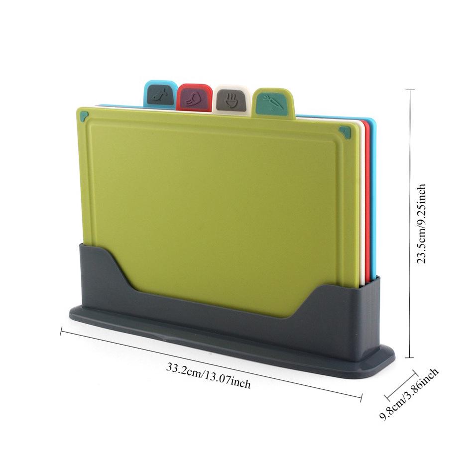 

Antibacterial Non-Mold Kitchen Cutting Board - Durable PP Plastic for Meat & Vegetables Four-Piece Set with Base