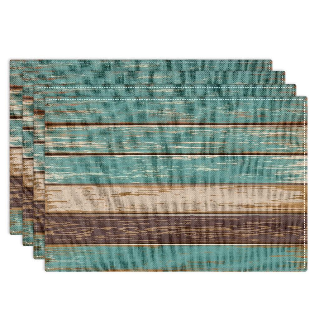 Farmhouse Placemats Set of 4, 12x18 Inch Modern Grey White and Yellow Art Painting Table Mats for Outdoor Home Party Kitchen Dining Decoration