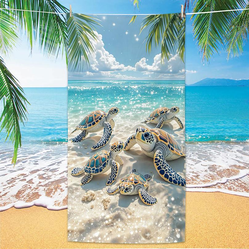 Turquoise Ocean Sea Turtle Print Beach Towel Quick Dry Absorbent Microfiber Towel for Swimming Pool Camping Beach Travel