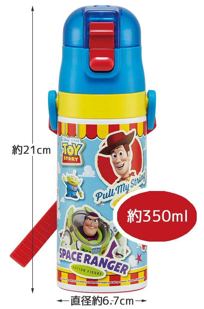 Skater Stainless Steel Water Bottle with Disney Toy Story 22 Kids' 2-Way Cup, 350ml, Design, Boys' SKDC3-A