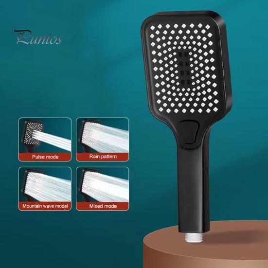 High Pressure Filtered Shower Head with Handheld 4 Water Discharge Modes Anti-Clog Silicone Outlet Leak-proof Shower Nozzle