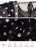 EDOLYNSA 2024 Black Fashion Polka Dots Sexy See Through Spaghetti Strap Beach Maxi Dress Women Summer Party Slip Dresses Swimsuit Cover Up