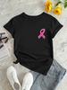 Womens Casual Sports Tshirt with Rib Bon PrintFit Round Casual Summer Wear Summer Short Sleeved Harajuku Streetwear Tops Tees