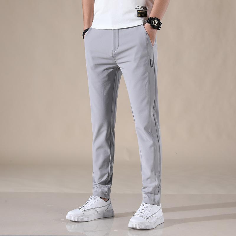 Ice-Silk Casual Trousers for Men Summer Lightweight Style Trendy Quick-Dry Breathable Relaxed Straight-Leg Athletic Long Trousers Versatile Pairing