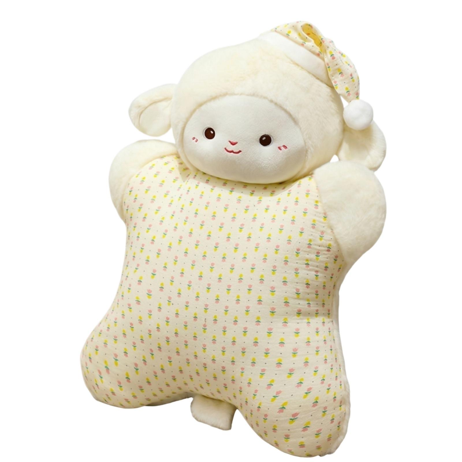 

Plush Stuffed Animal Pillow Soft Toy Doll with Star Shaped Body and Sleep Cap for Kids and Home Decoration One Size