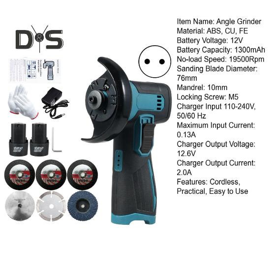 Kabelloses Winkelschleifer-Set, 19500 U/min, hohe Geschwindigkeit, wiederaufladbar, rutschfestes Design, kleines, leichtes elektrisches Schleifwerkzeug, Handschneider