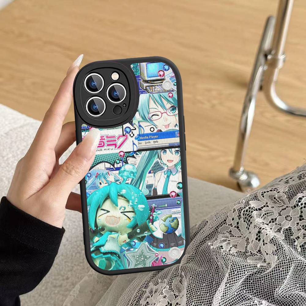 Kawaii H-Hatsune Miku Phone Case For IPhone 16 15 14 13 12 11 Pro Max Plus Leather Soft Cover