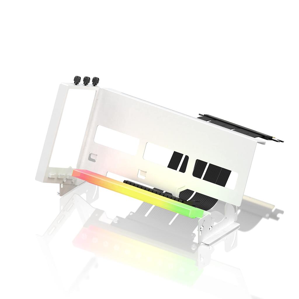 New RGB Vertical GPU Bracket Adjustable Vertical Graphics Card Holder ARGB 5V 3Pin LED Light Sync PCIe X16 Gen4 Riser Cable 90 Degree Right Angle 17cm