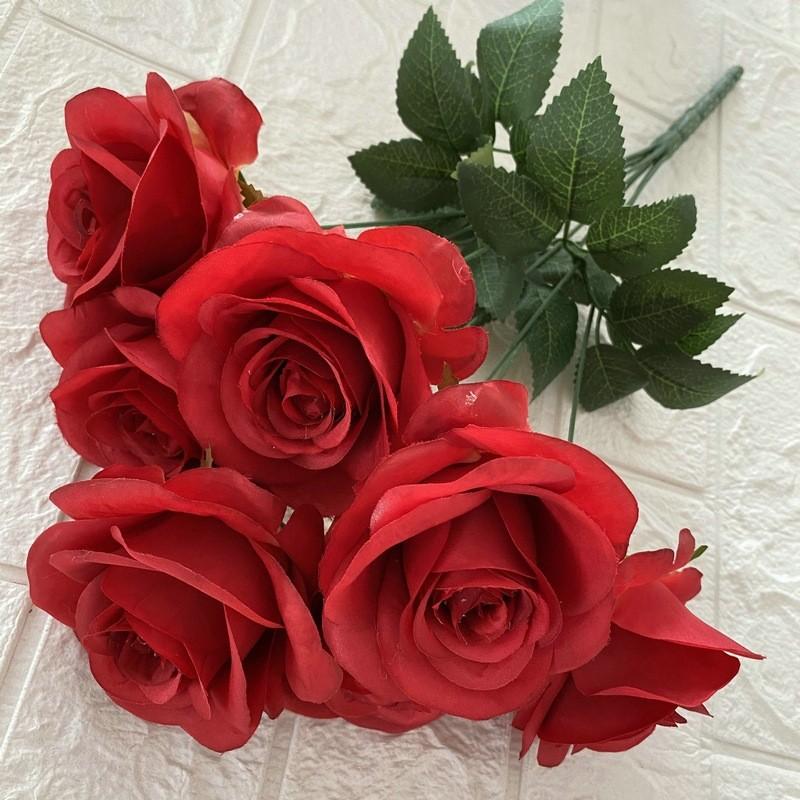 

Rose Artificial Flowers For Home Styling Wedding Photography Props Decorative Red