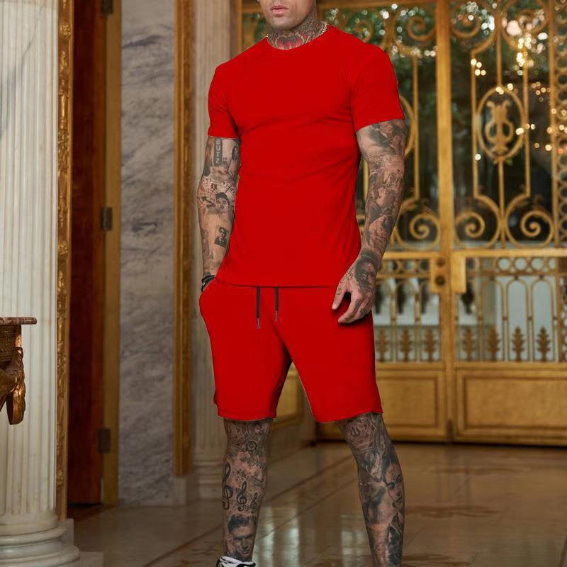 2026 Tuta sportiva estiva alla moda e casual da uomo, T-shirt traspirante e pantaloncini, set casual e alla moda in due pezzi
