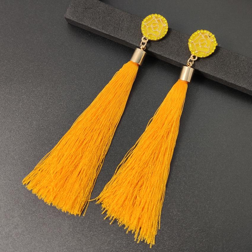 

Европейские и американские модные женские серьги-кисточки с розами - преувеличенно длинный дизайн оранжевый