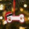 Christmas Tree Ornament for Pets Resin Ornament, Cute Cat Paw/Bone Shaped Xmas Hanging Decoration Memorial Pendant with Santa Hat Tree, Car