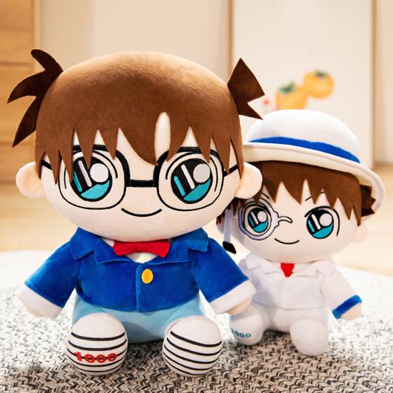 Anime Plush Toy Cute Uniform Doll Plushies Soft Throw Pillow Ornament Collectible Cartoon Detective Conan Kaito Kidd Stuffed Doll Toy Birthday Gift