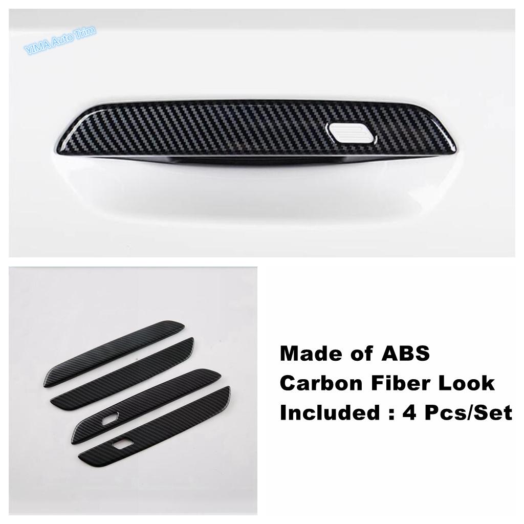 ABS Carbon Fiber Auto Outer Side Door Rearview Mirror / Rear Door Handle Cover Trim For BMW 5 Series G60 2024 2025 Accessories