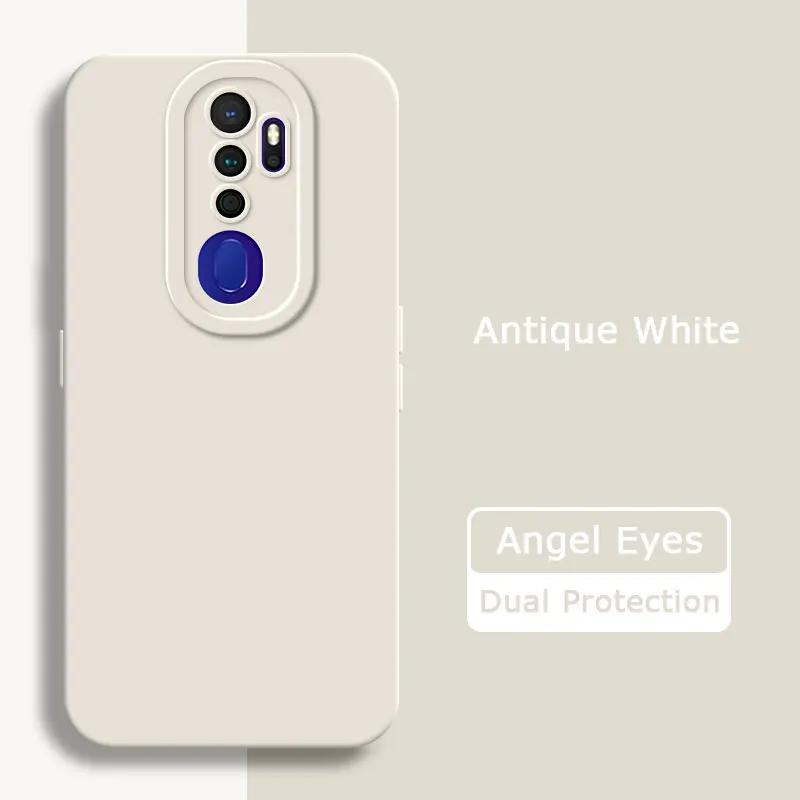 Angel Eyes Square Liquid Silicone Phone Case for OPPO A5 A9 2020 A11 A11X Camera Protective Soft Shockproof Back Cover Armor Bag