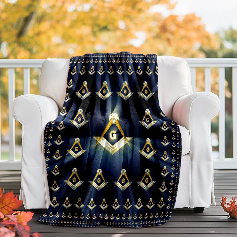 1PC The Square-of Freemasonry Printed Blanket, Al Season Lightweighsonry Blanket Home Office Outdoor Nap Multifuncsonry Blanketional Blanket