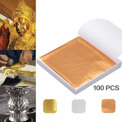 100 דפים DIY דפי זהב לציפורניים נייר עלי זהב לציור נייר אומנות ויצירה קישוטים למסיבת יום הולדת עוגת חתונה קינוחים