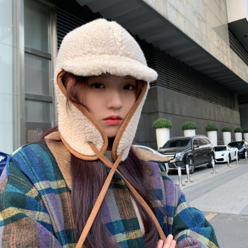 Bomber Hat Plush Earflap Hat Curved Visor Ski Hat Hooded Hat Fleece Earflap Hat Plush Trapper Hat Ear Protection Hat
