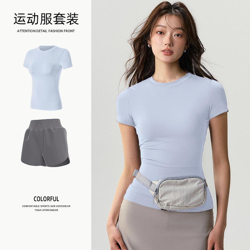 Basic Yoga T-shirt Women's Waist Versatile Fitness Short-sleeved Running Quick-drying Yoga Clothes Tight Top