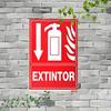Iron Fire Extinguisher Sign 20x30cm Wall Mounted 2D Flat Safety Arrow Flame Design Red White High Quality