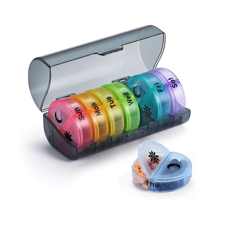 Weekly 7 Days Medicine Medical Pill Box 14 Slots Weekly Pill Case Storage Box Travel Medicine Box Holder Tablet Organizer