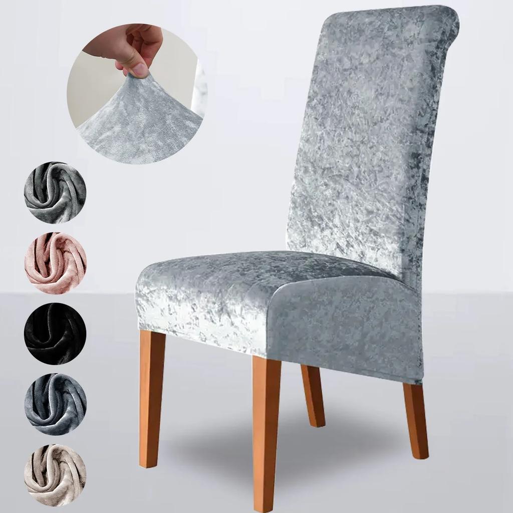 Velvet Dining Chair Cover Full Package Elastic Home Hotel Restaurant Banquet Solid Color Chair Seat Cover Furniture Protector