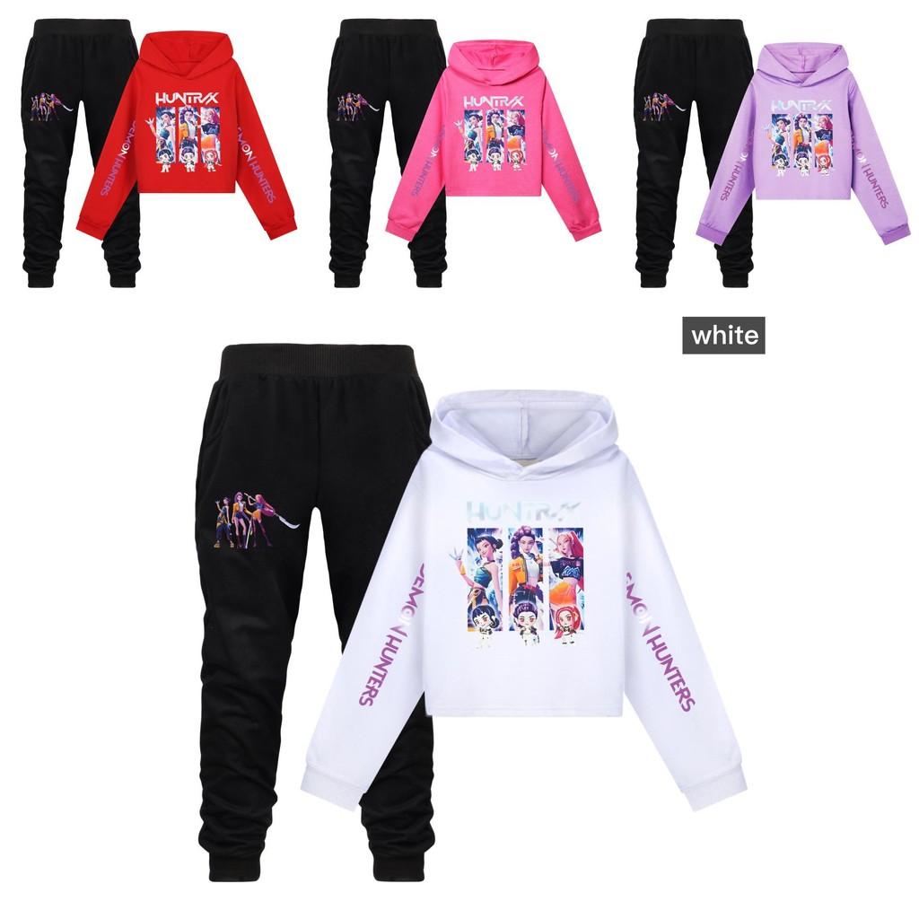 Kpop Demon Hunters Girls Cotton Casual Set With Long Sleeve Hoodie And Pants For Ages 110-170cm