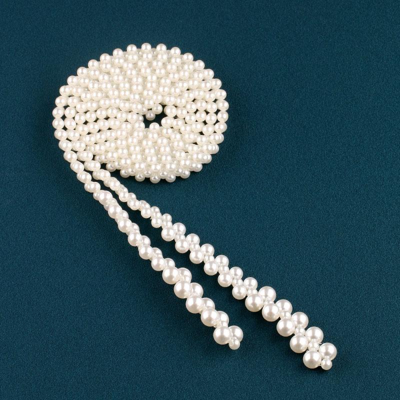 New Original Faux Pearl Long Necklace Women Elegant Dress Sweater Chain Multi Wear Design Creative Tie Shape Fashion Jewelry