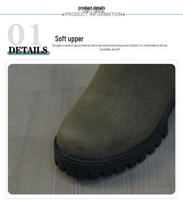 Stivali Martin Donna Autunno/Inverno 2025 con Tacco Chunky, Suola Spessa Stile Britannico, Stivaletti Alla Caviglia con Tacco Alto e Punta Tonda.