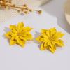 Fashion and Fresh Candy Color Spray Paint Stud Earrings Temperament Versatile Vacation Style Three-layer Flower Earrings Gold Stamen Earrings
