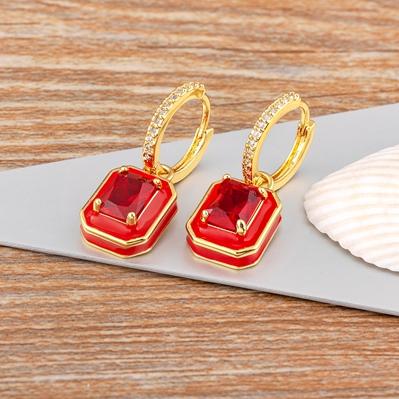 

Nidin Fashion Geometric Women s Ear Buckle Earrings Zircon Gold Plated Engagement Wedding Birthday Gift Jewelry Accessories красный