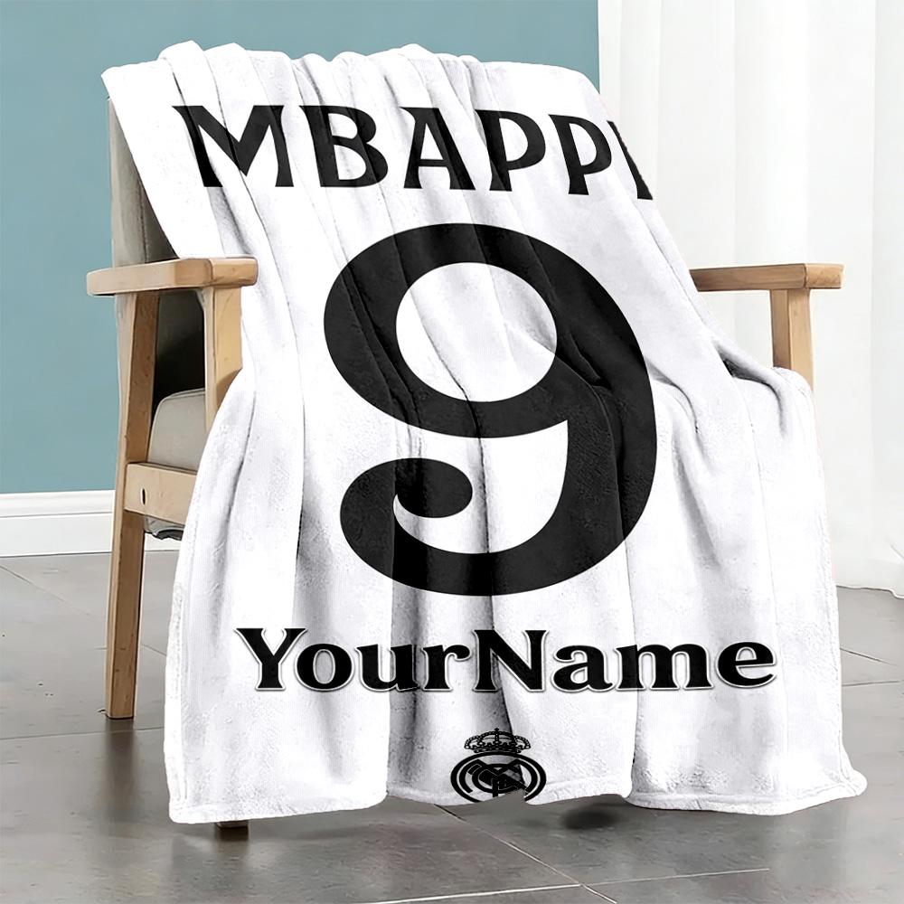 Mbappe 63 Personalized Name Blanket Lightweight Customizable Blanket Comfortable Suitable for Sofa Livingroom Picnics Nap Four Seasons Multipurpose