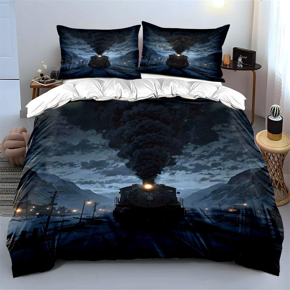 Steam Train with Smoke. Bedding Sets Duvet Cover Sets Duvet Covers Pillowcases(1 * Duvet Cover 2 * Pillowcases Without Duvet Insert)