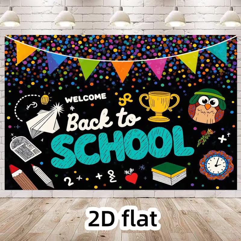 2D Back To School Owl Photo Backdrop Classroom Decor Cloth