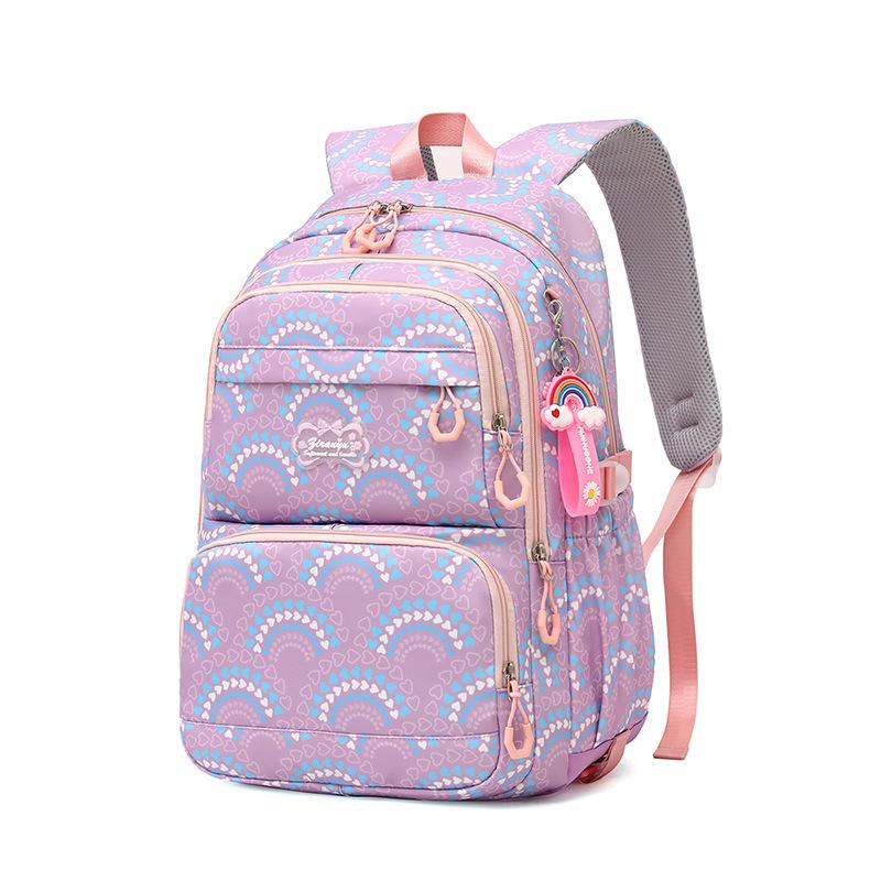 

New Student Backpack for Girls in Grades 4-6 with Large Capacity and Reduced Load Backpack Three-piece set фіолетовий