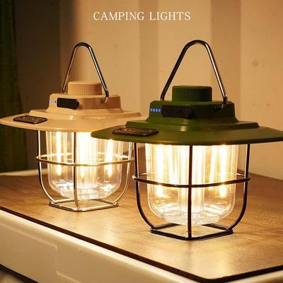 Retro Camping Light LED Campsite Lantern Rechargeable Tent Lamp Waterproof Portable Power Bank