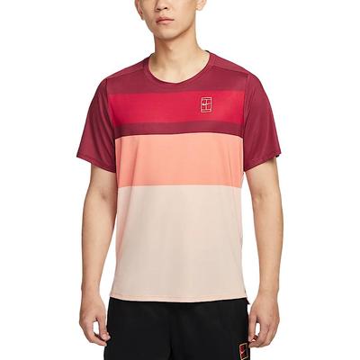 Court Advantage Dri-Fit FW24 Logo Schnelltrocknend Atmungsaktiv Color-Block Tennis-T-Shirt Herren Tops Team-Rot Washed-Koralle Weiß FZ9846-677