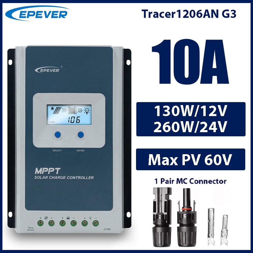 

EPEVER MPPT Контролер сонячного заряду Tracer 10A 20A 30A 40A 12V 24V Tracer1206AN Tracer2206AN Tracer3210AN Tracer4210AN Tracer1206ANG3