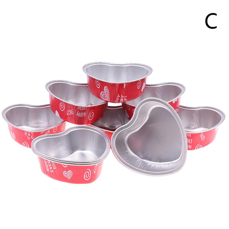 

10 шт./набор 100 мл алюминиевая фольга в форме сердца формы для торта с крышками противни для выпечки C