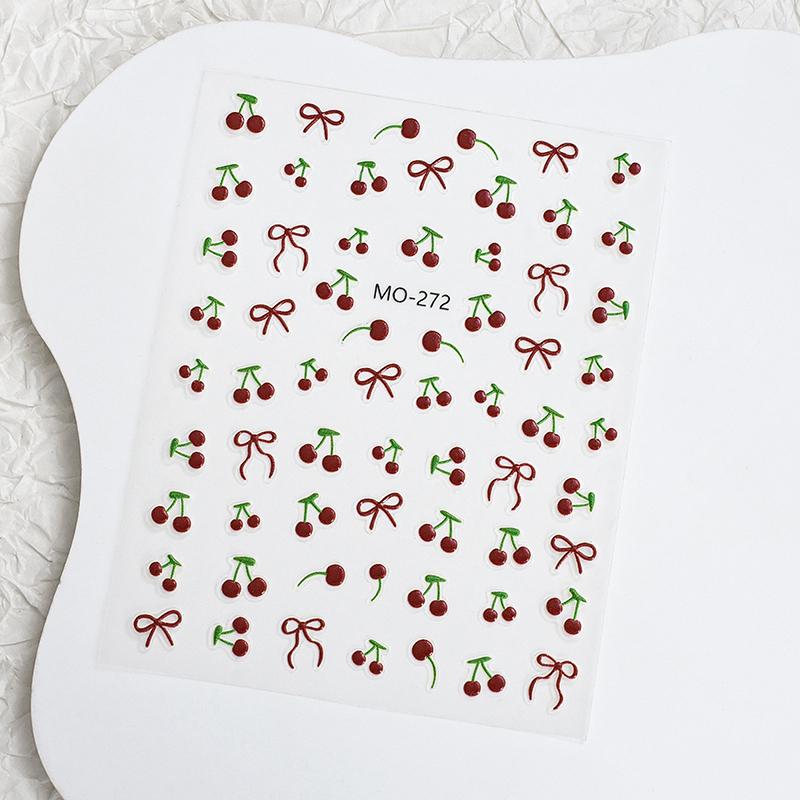 Lemon Cherry Strawberry Diy 5D Soft Embossed Relief Self Adhesive Nail Art Decorations Stickers Decal