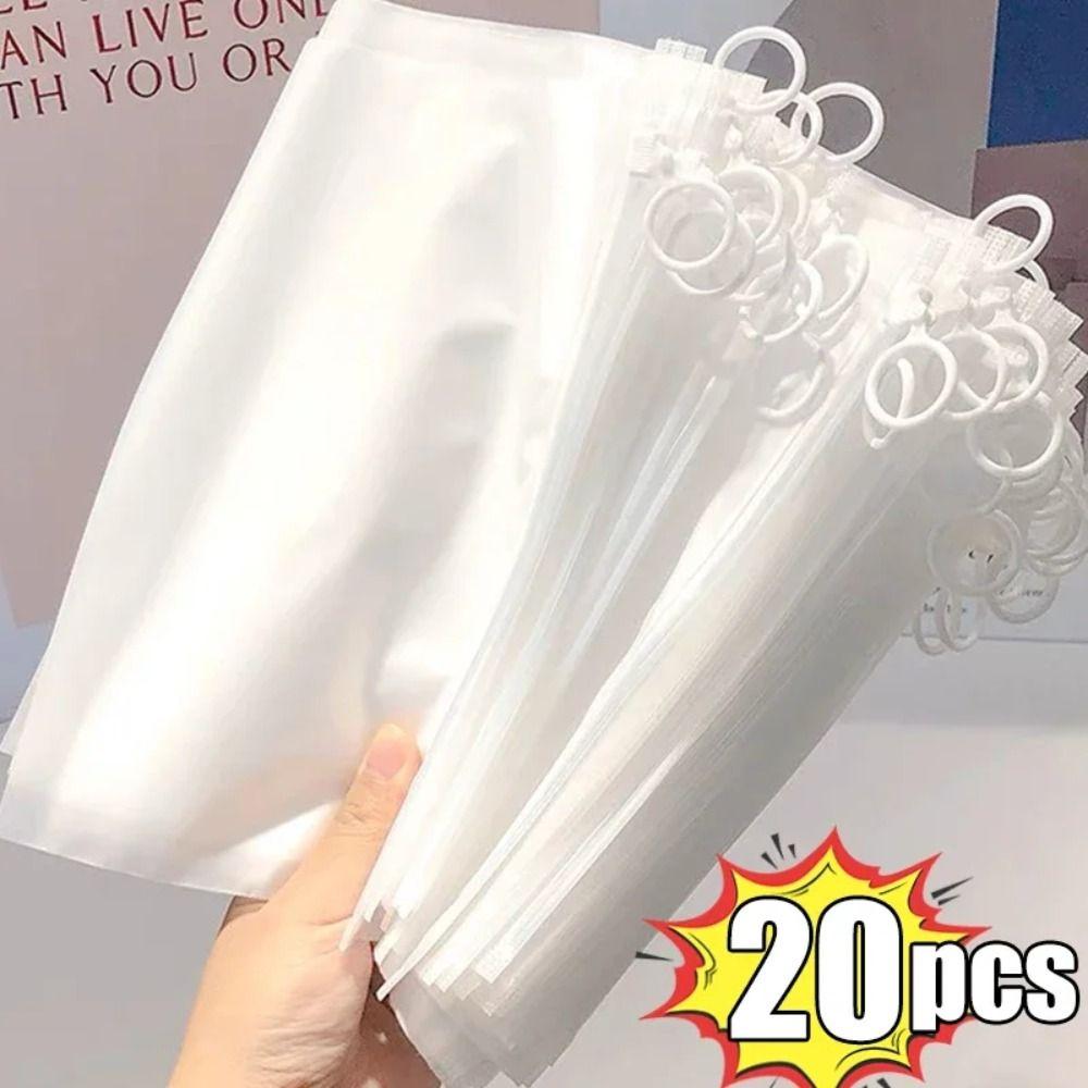 20pcs 20 Silk Sundries Sorting Bag HD Transparent Travel Sock Packaging Zipper Bag  Travel