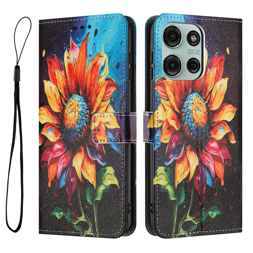 For Motorola Moto G86 Power 5G/Motorola Moto G86 5G Wallet Case Pattern Printing PU Leather Phone Cover with Lanyard