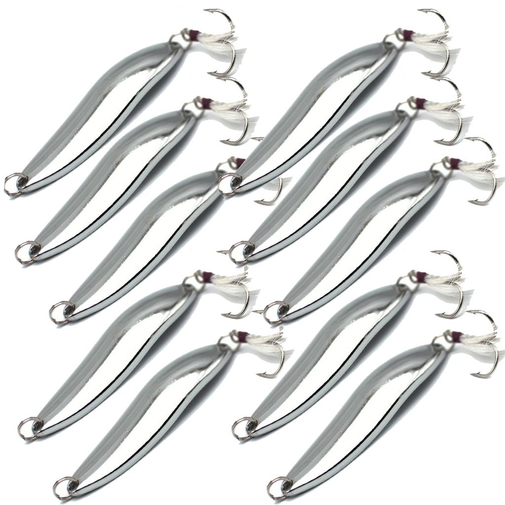 10pcs Metal Spoons Fishing Lures 5g-20g Jig Spoon Winter Spinners For Deep Water Octopus Jigging Hard Ice Bait Bass Treble Hook 260319