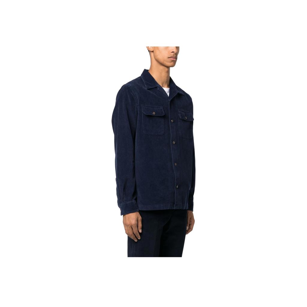 Polo Ralph Lauren Solid Color Single-Breasted Polo Collar Long Sleeve Shirt Men Shirts Navy-Blue 710876980-006