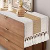 Caminho de Mesa Boho para Decoração de Casa de Ação de Graças com Franjas, Caminho de Mesa Rústico Farmhouse em Macramê para Decoração de Sala de Jantar Boho Quarto Chuveiro de Noiva Rústico