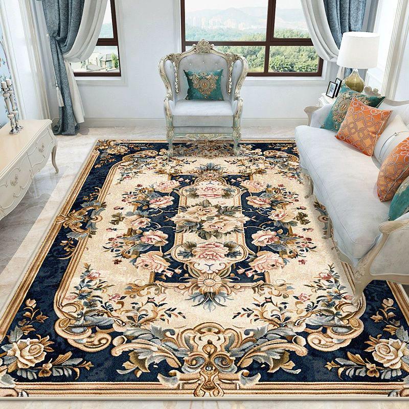 

European Style Luxurious Flower Decoration Carpet Living Room Large Area Plush Rugs Home Large Area Bedroom Non-slip Floor Mat 60x90cm
