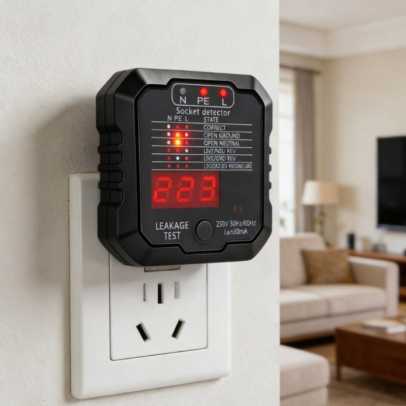 Plug Play LCD Digital Socket Detection Tester Tool Suitable For Home And Work Applications With Quick Circuit Analysis