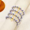 18K Gold Bead Blue and White Porcelain Bracelet Ceramic Floral Bead Stainless Steel Letter Elastic Bracelet