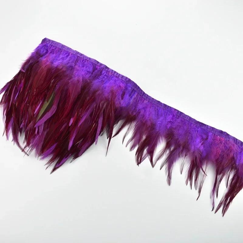 10Meters Saddle Pheasant Feathers Fringe for Clothes Ribbon Cock Feather Trim Flecos Tassel Needlework Decoration Sewing Decor
